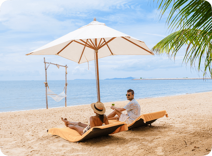 Snowbirds enjoying a beach destination during winter